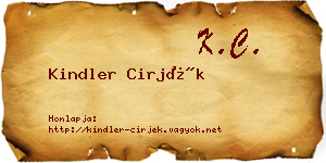 Kindler Cirjék névjegykártya